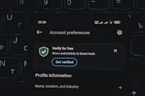 Account preferences screen with verification prompt