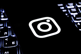 Instagram logo on a dark keyboard
