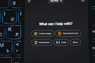 Ai interface on a glowing keyboard