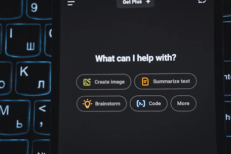Ai interface on a glowing keyboard