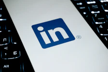 Linkedin logo on a keyboard