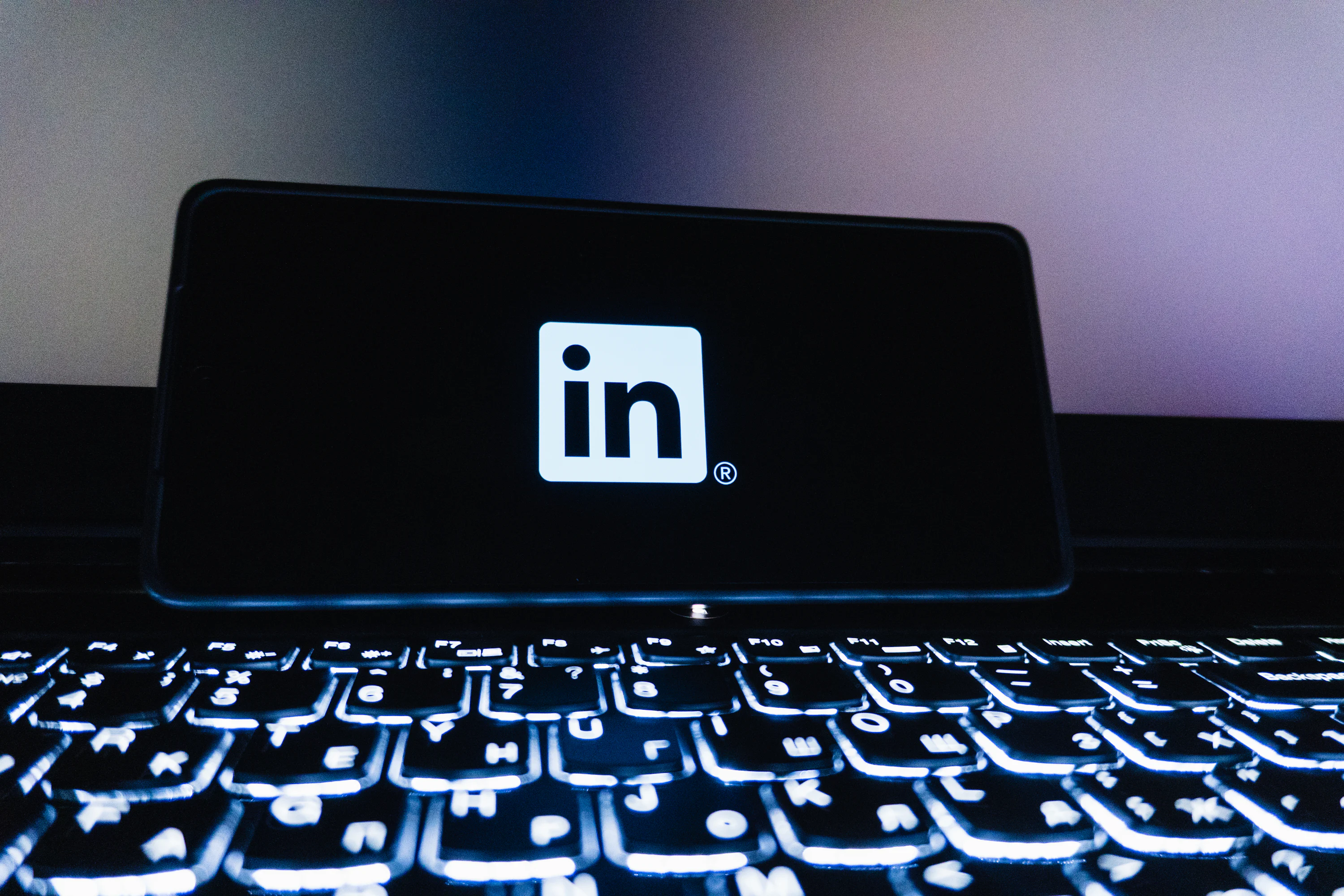 Linkedin logo displayed on a smartphone screen.