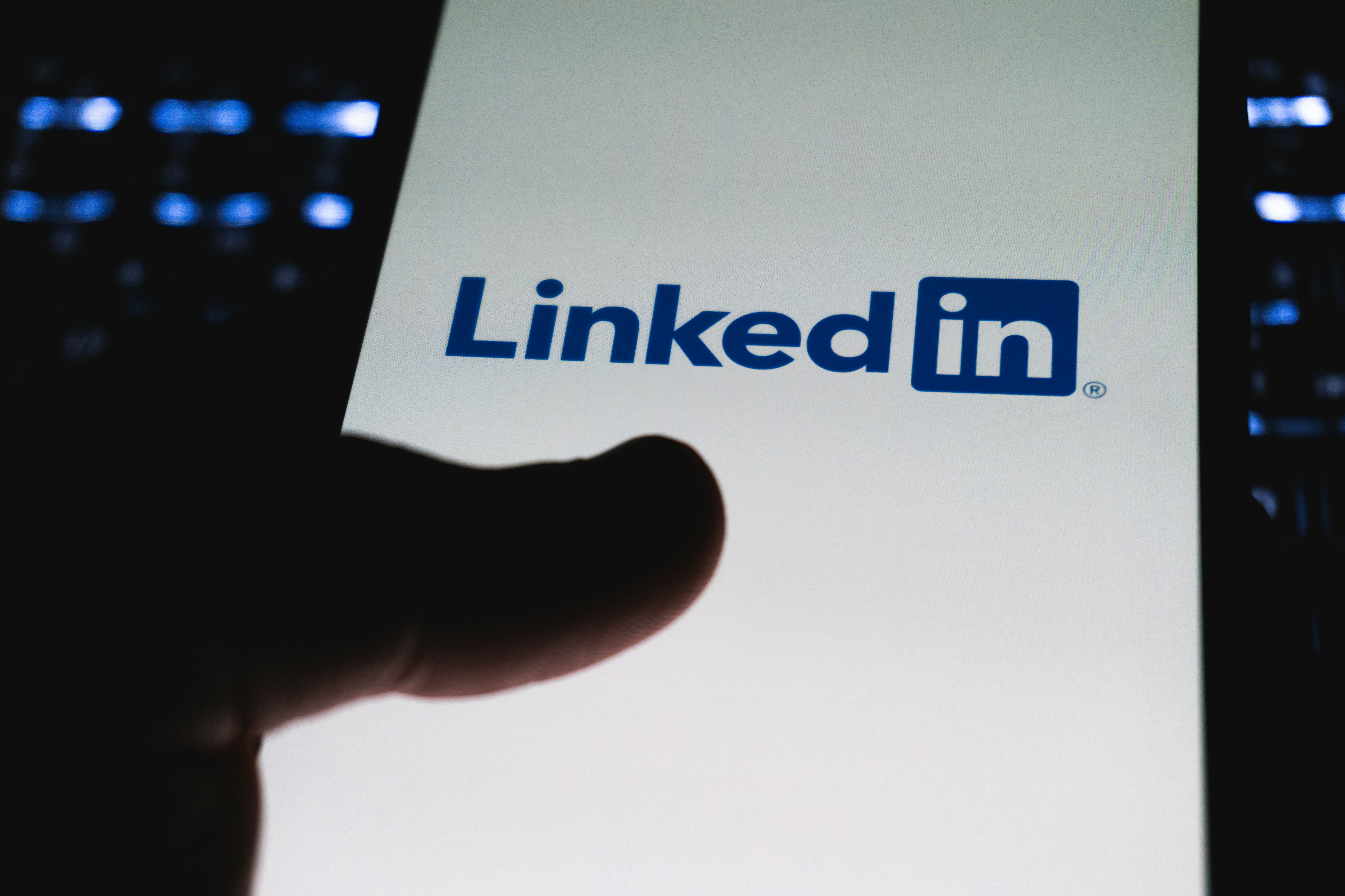 Linkedin logo displayed on a smartphone screen