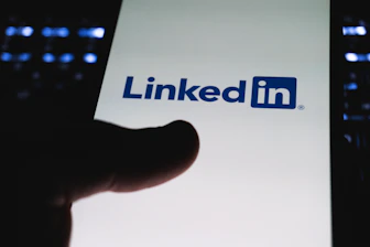 Linkedin logo displayed on a smartphone screen