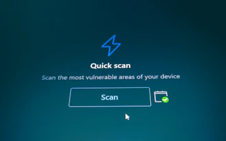 Quick scan button on a blue background