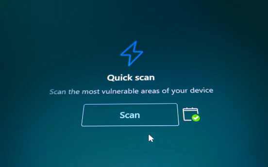 Quick scan button on a blue background