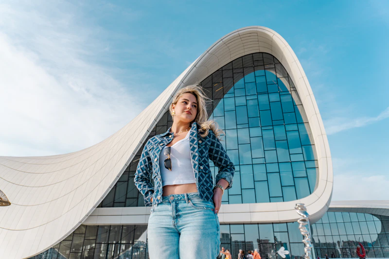 Urban chic Australian sugar mummy in a denim jacket