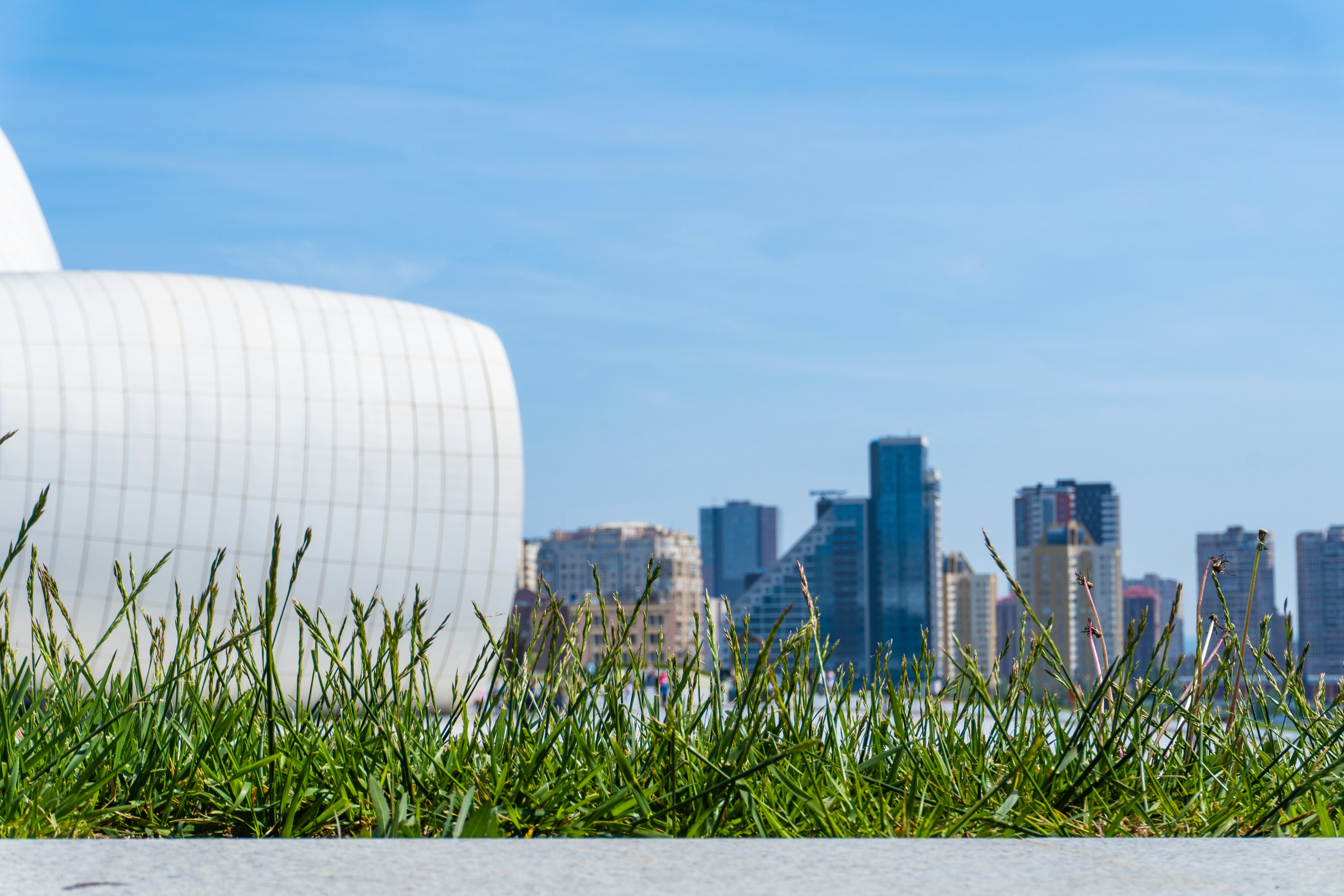 Modern architecture with cityscape in the background