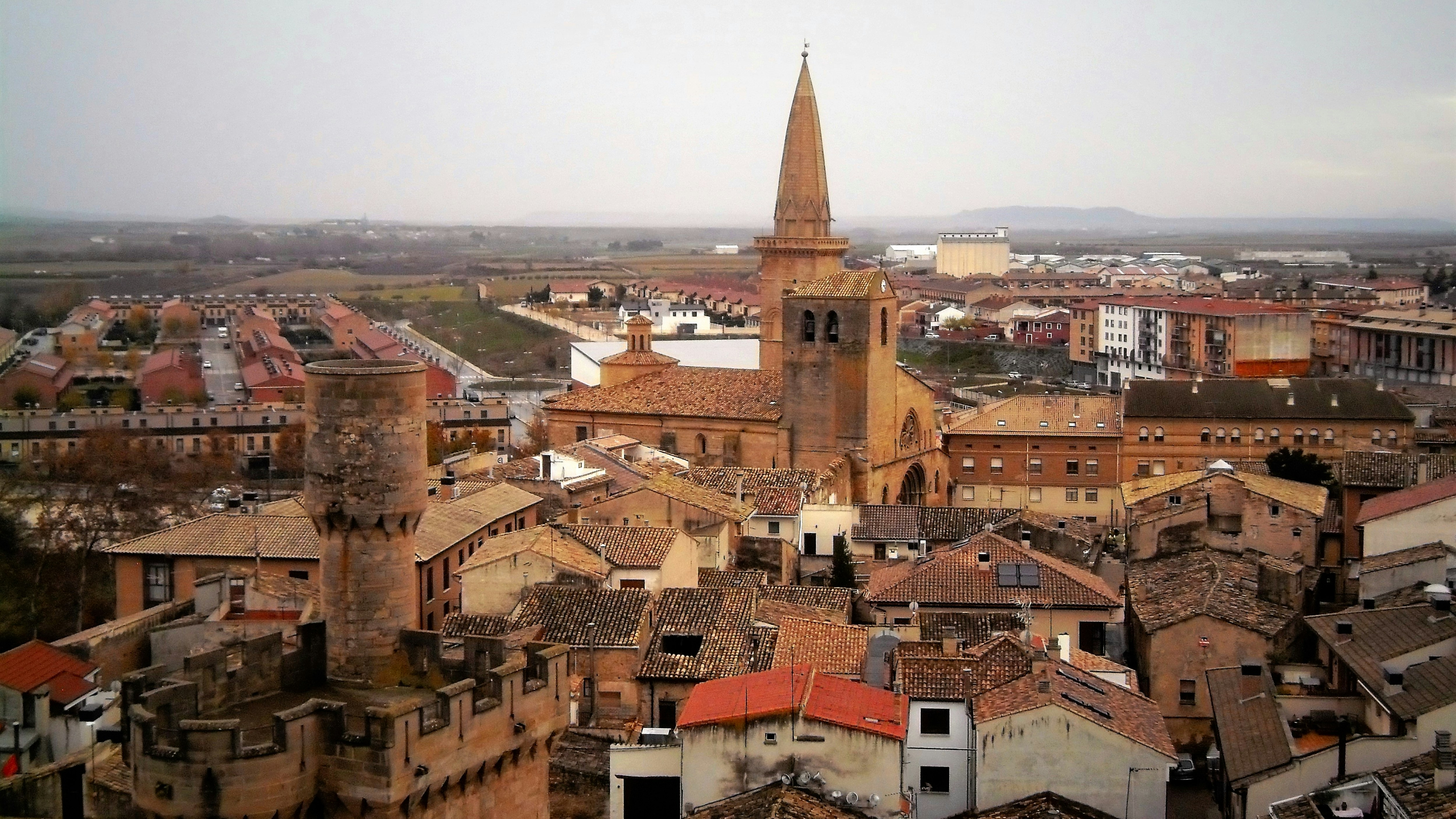 Rooftops and church tower in a european town
