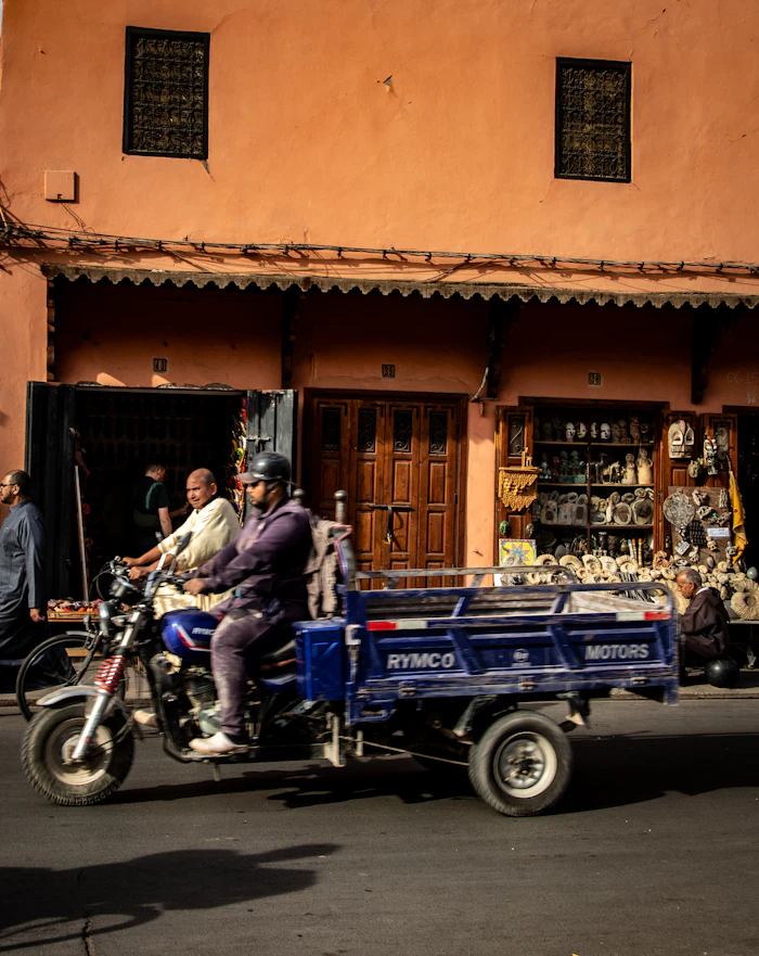 A three-wheeled cargo vehicle used for deliveries