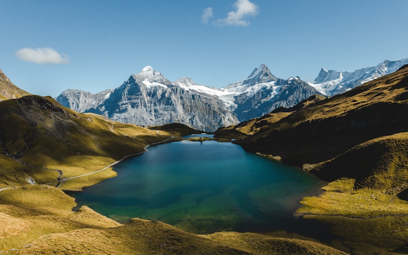 Swiss alpine lake with mountains