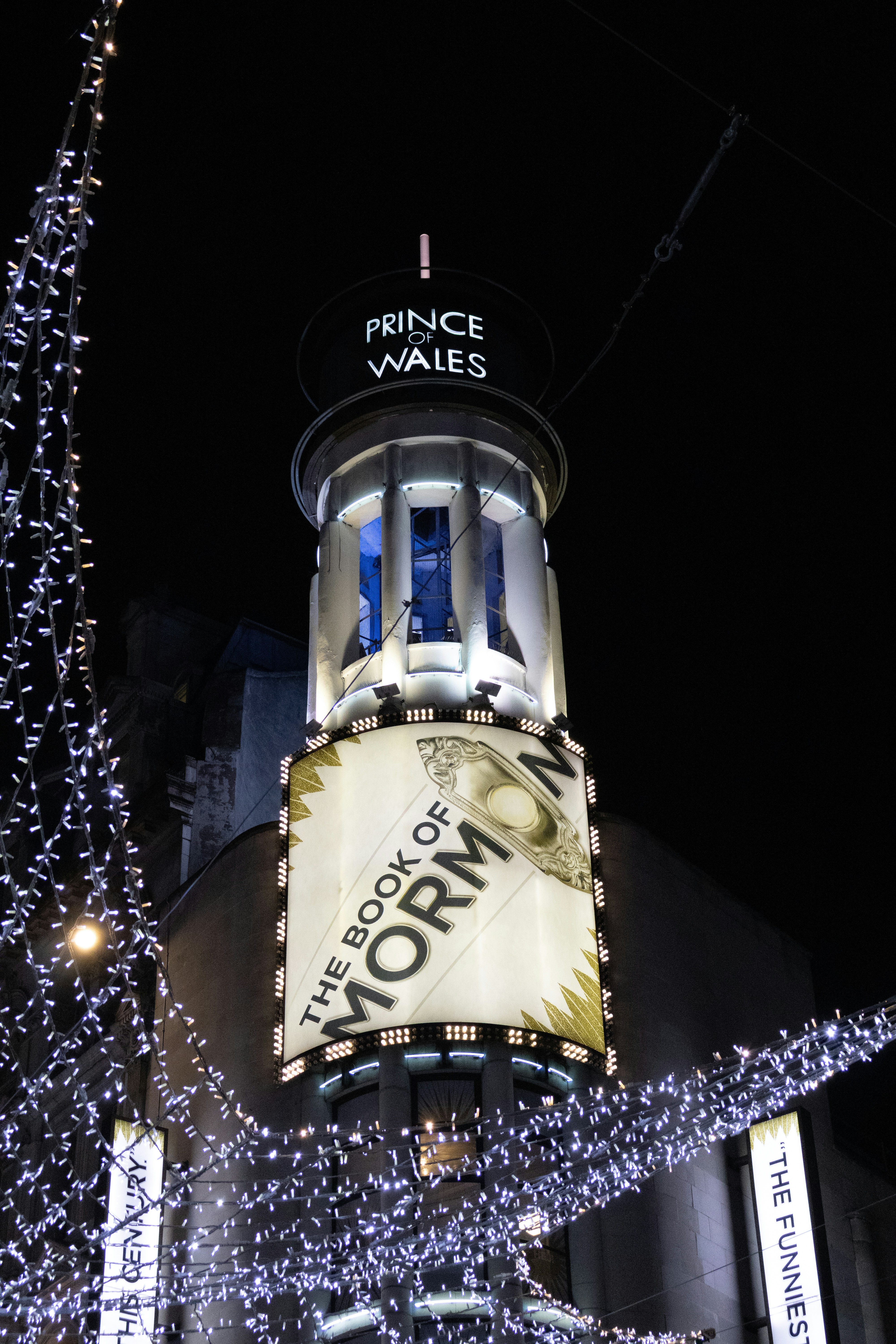 Prince of wales theatre advertising the book of mormon