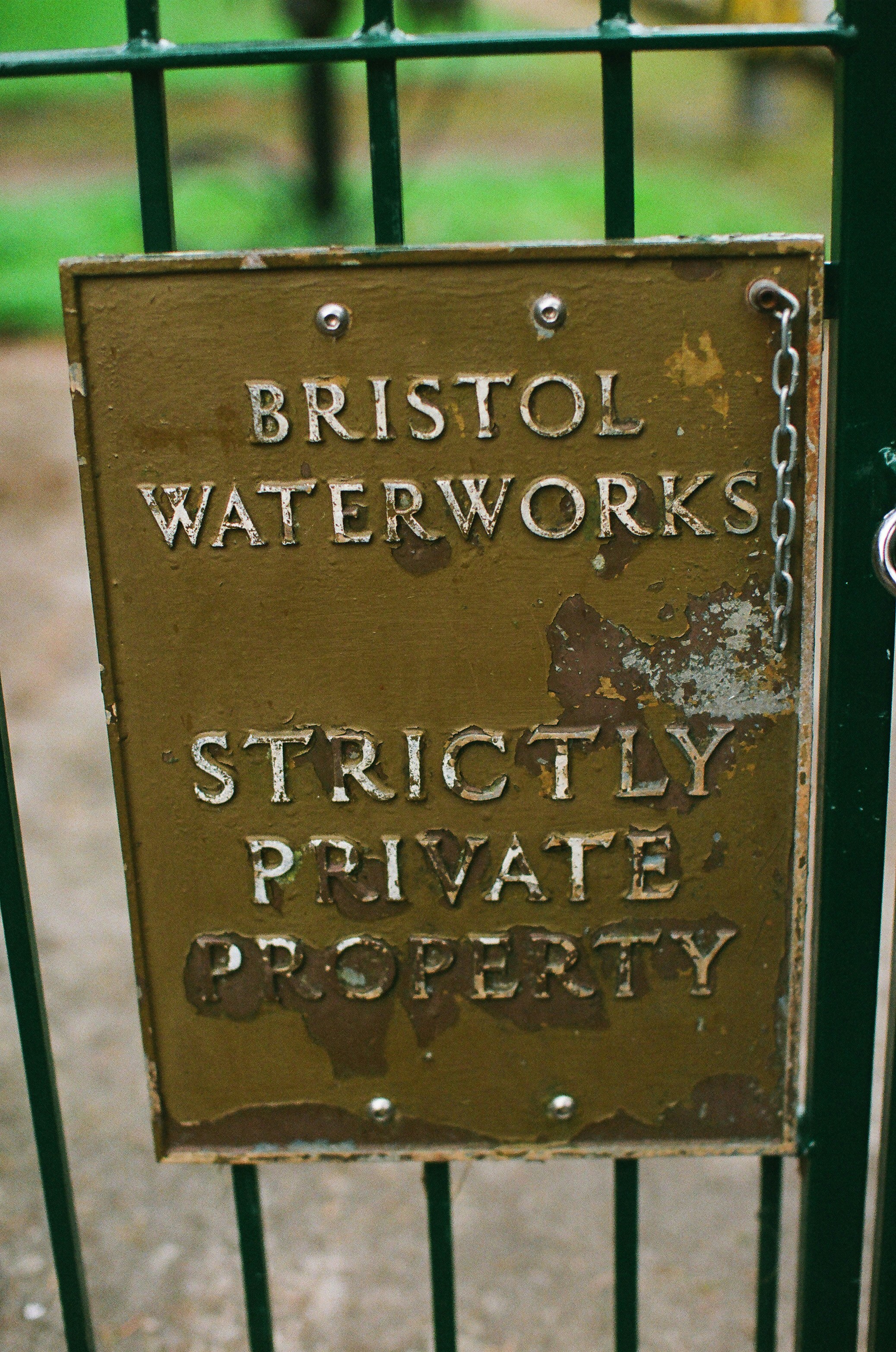 Bristol waterworks strictly private property sign