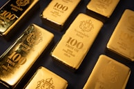 Gold bars arranged in a pattern