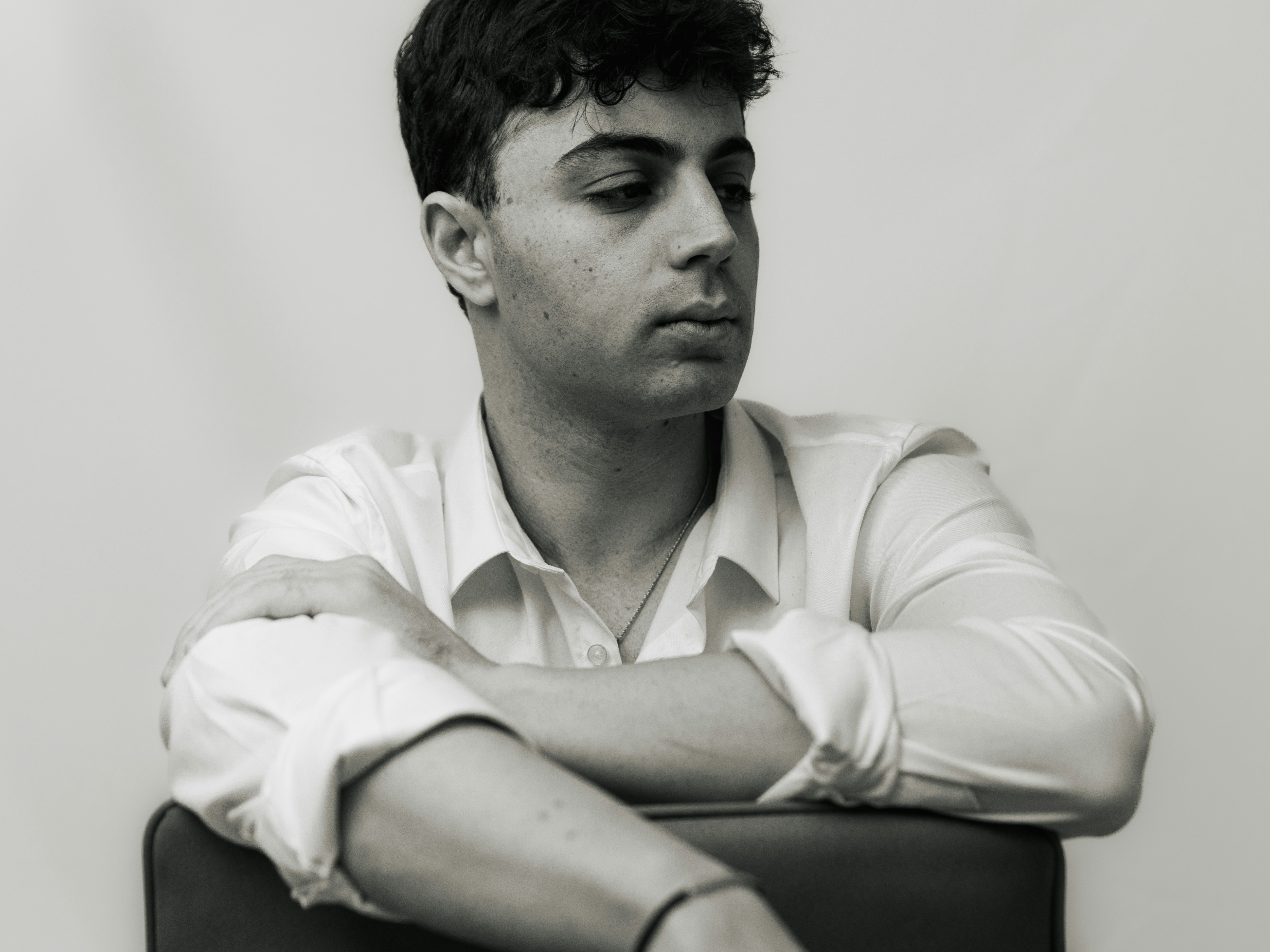 Young man in white shirt