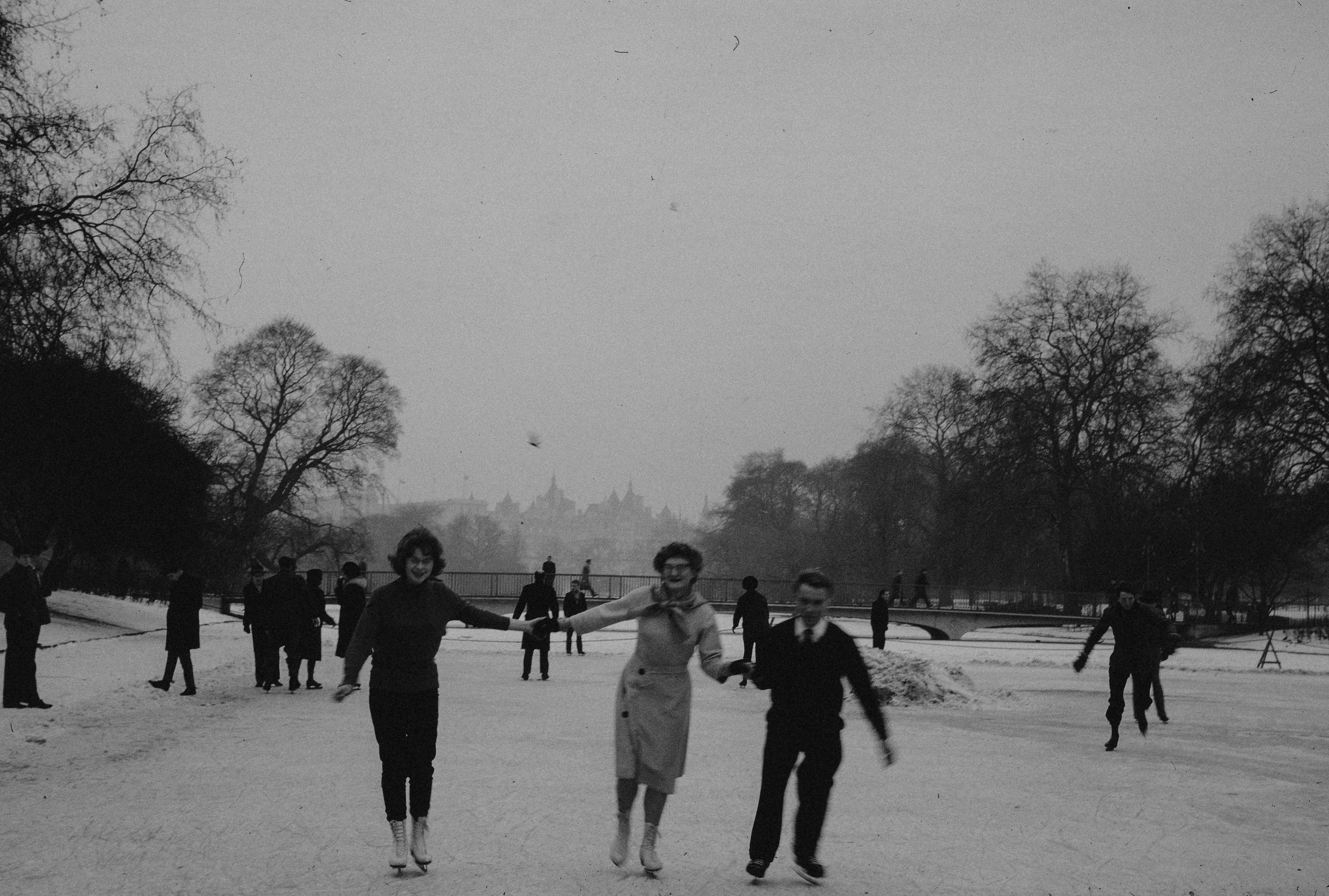 winter couple skating