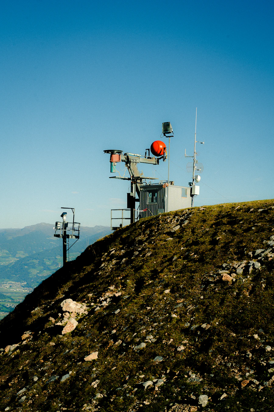 An automatic weather station on an exposed hilltop
