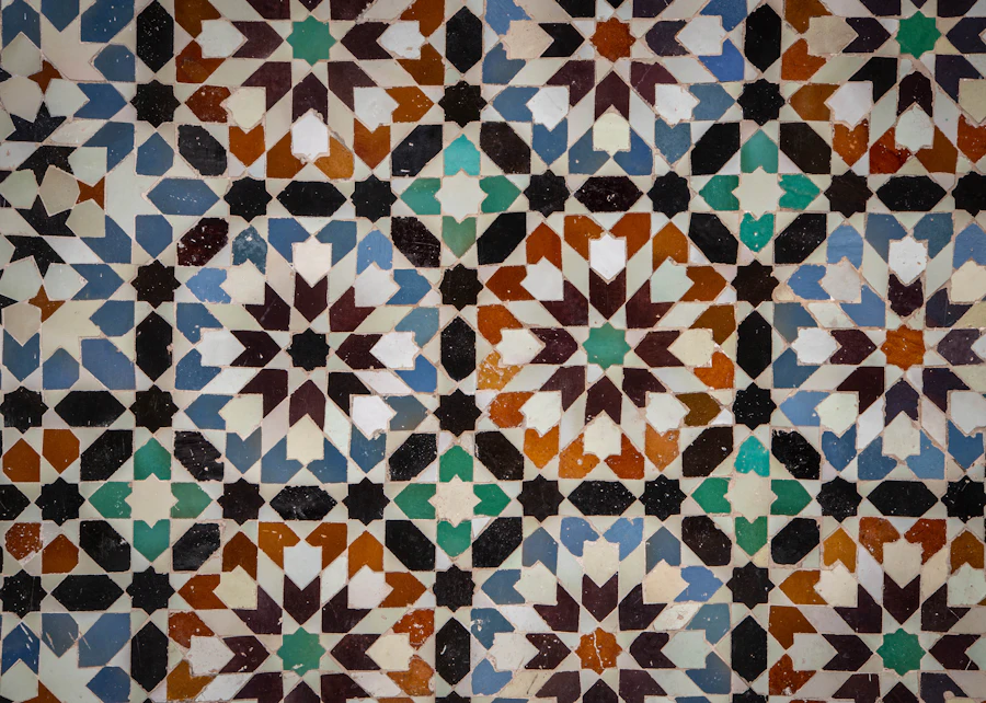 Geometric zellige mosaic