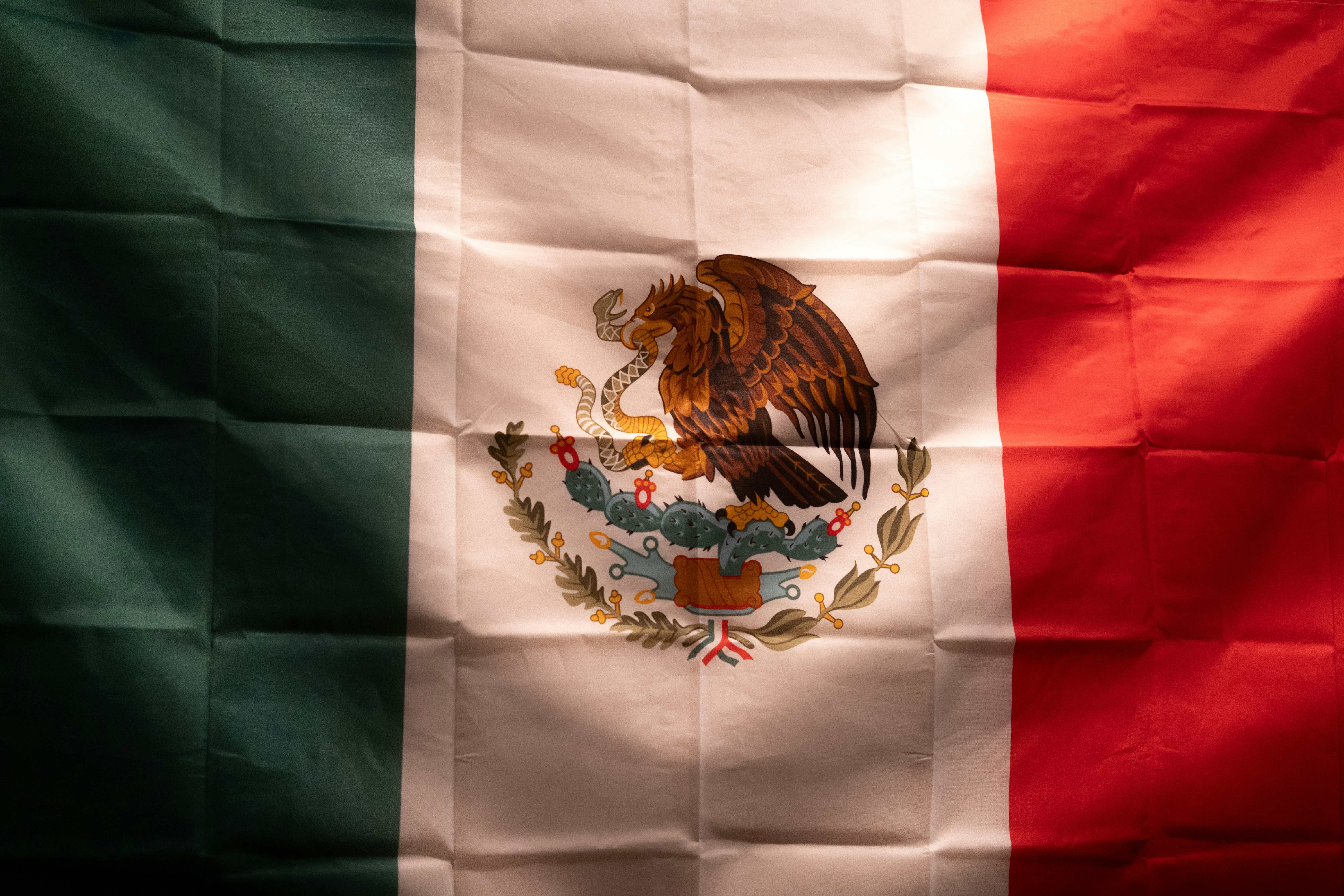 The mexican flag with its coat of arms