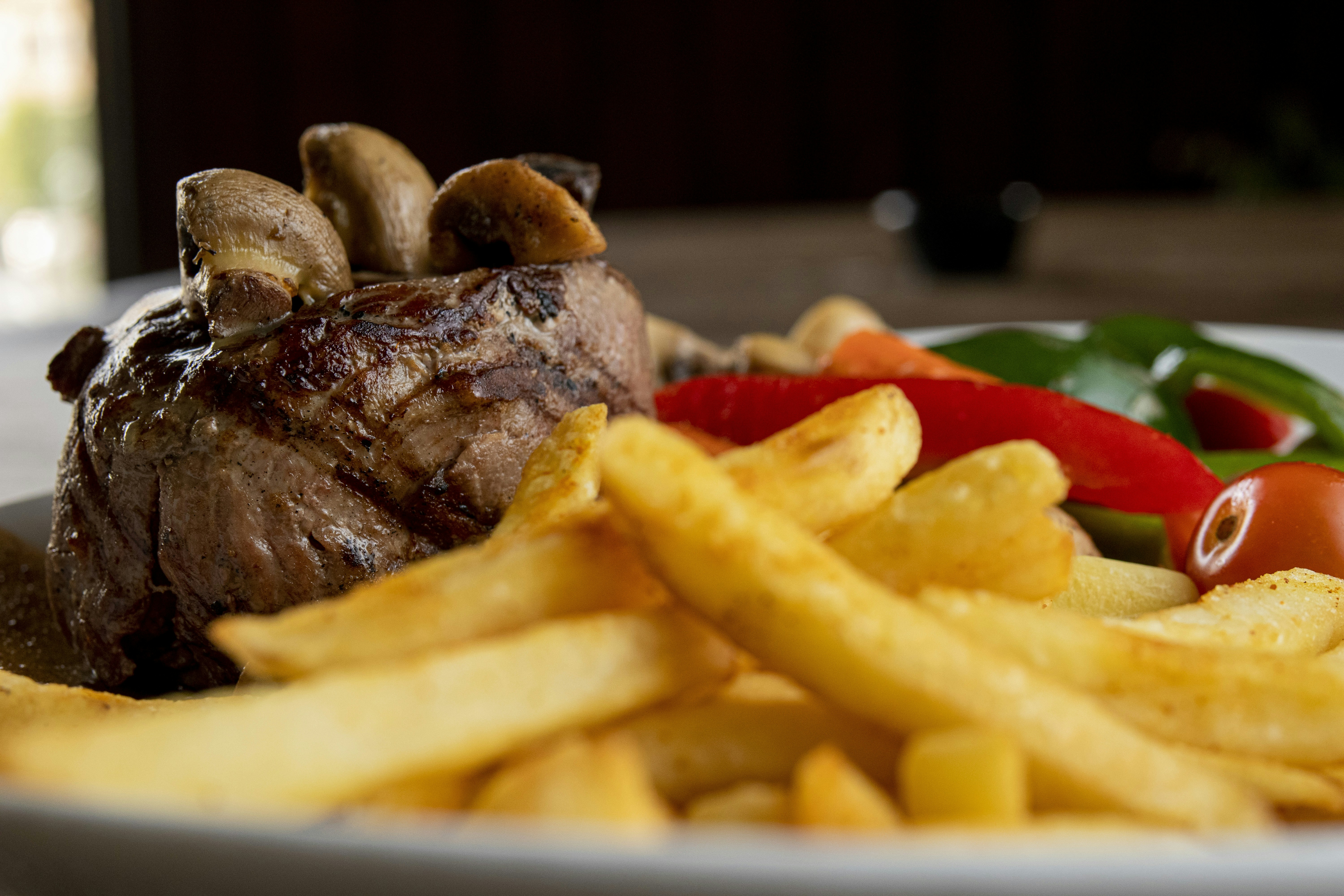 Steak with mushrooms