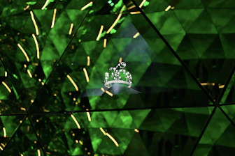 Green geometric pattern with a crown