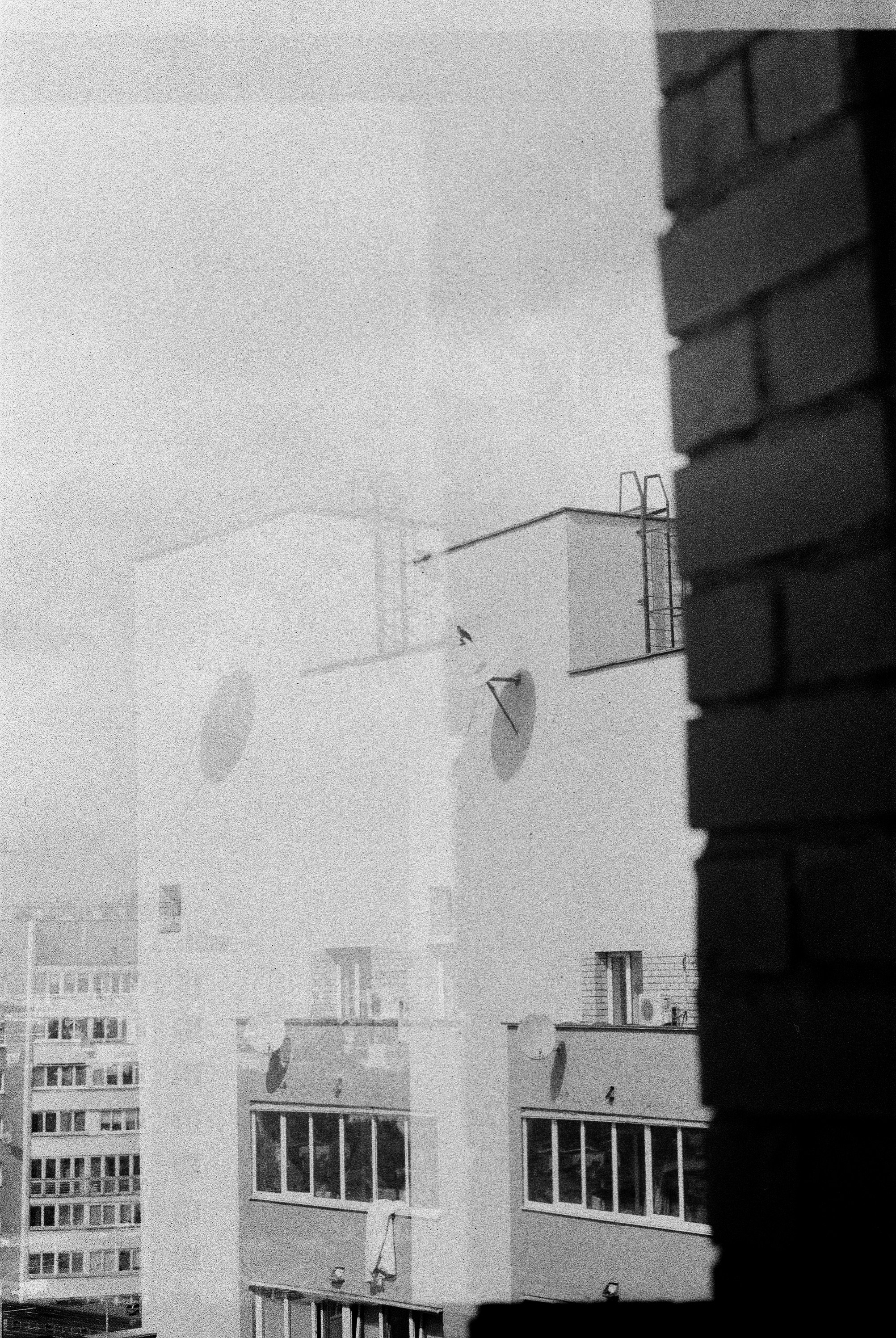 View of buildings through a window