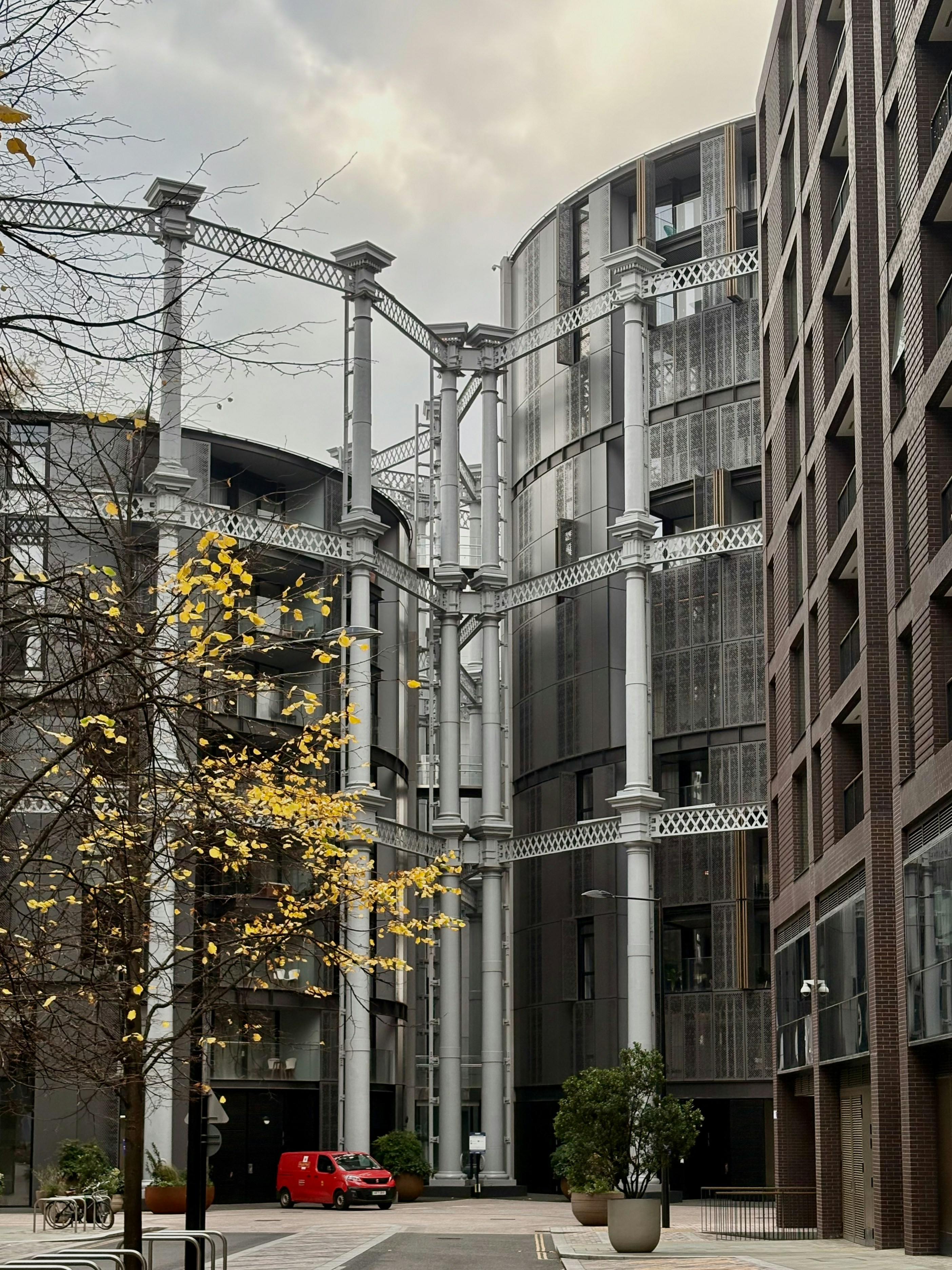 Modern buildings incorporating industrial gas holder structure