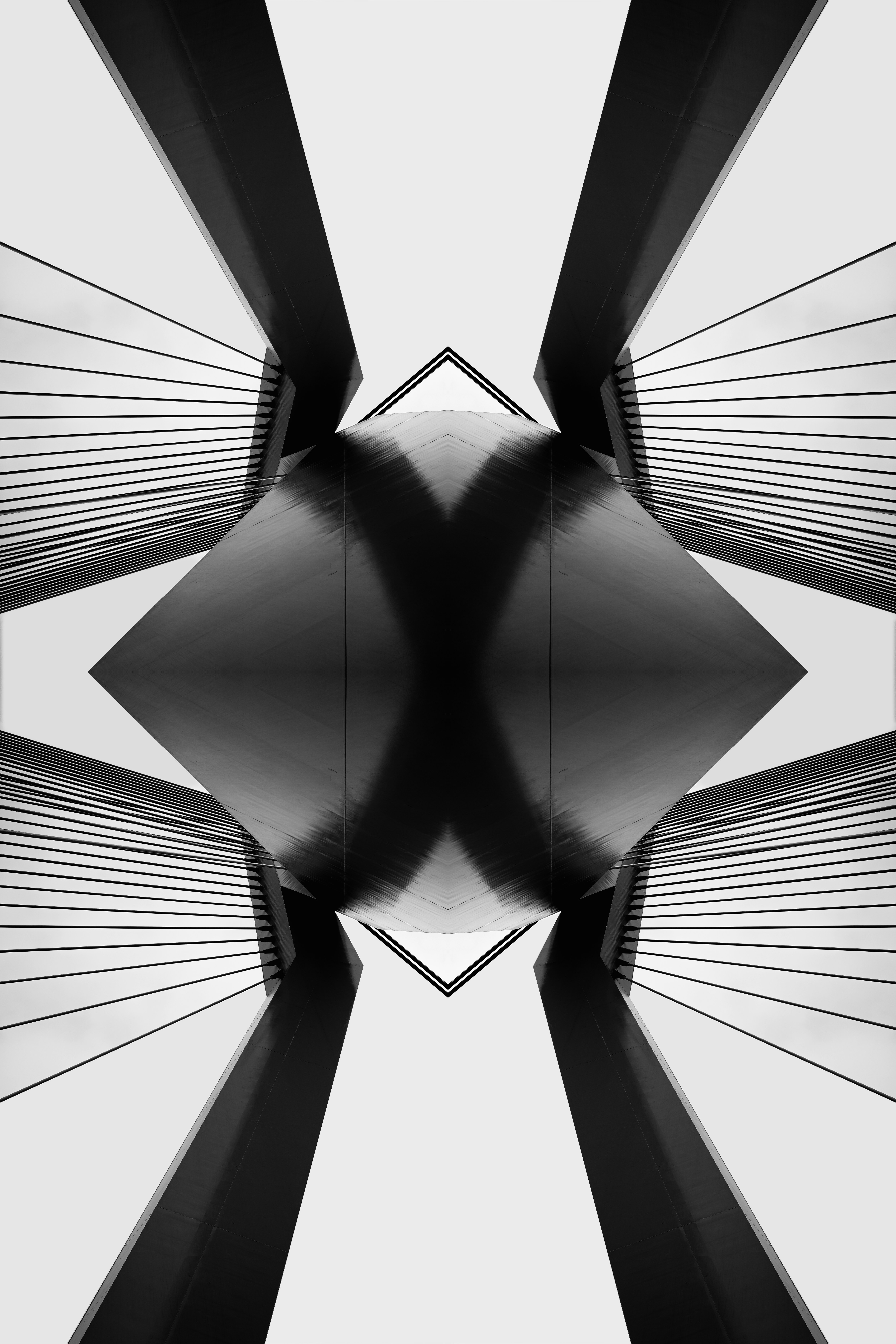 Symmetrical abstract architectural design with cables