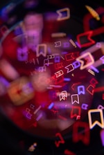 Abstract bokeh of social media save icons