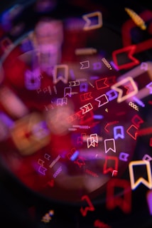 Abstract bokeh of social media save icons