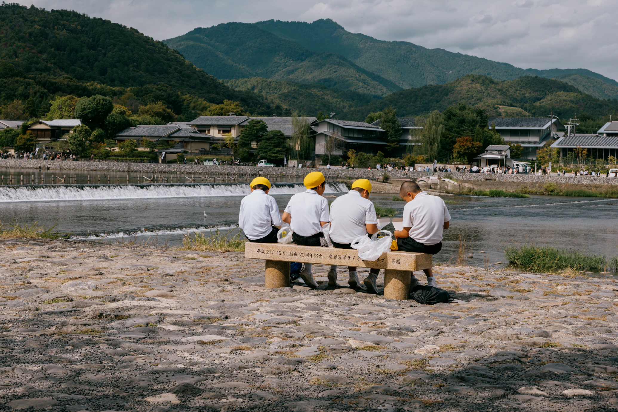 Schoolers having lunch in Kyoto 