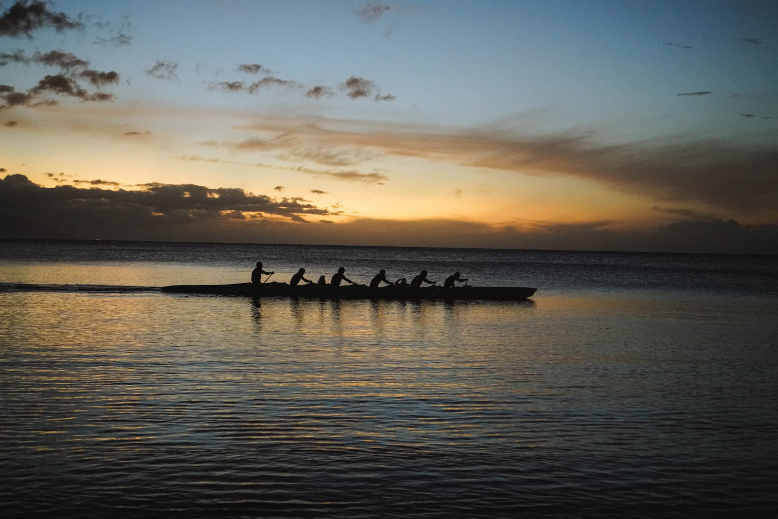 Two crews battling bow to bow mid-race