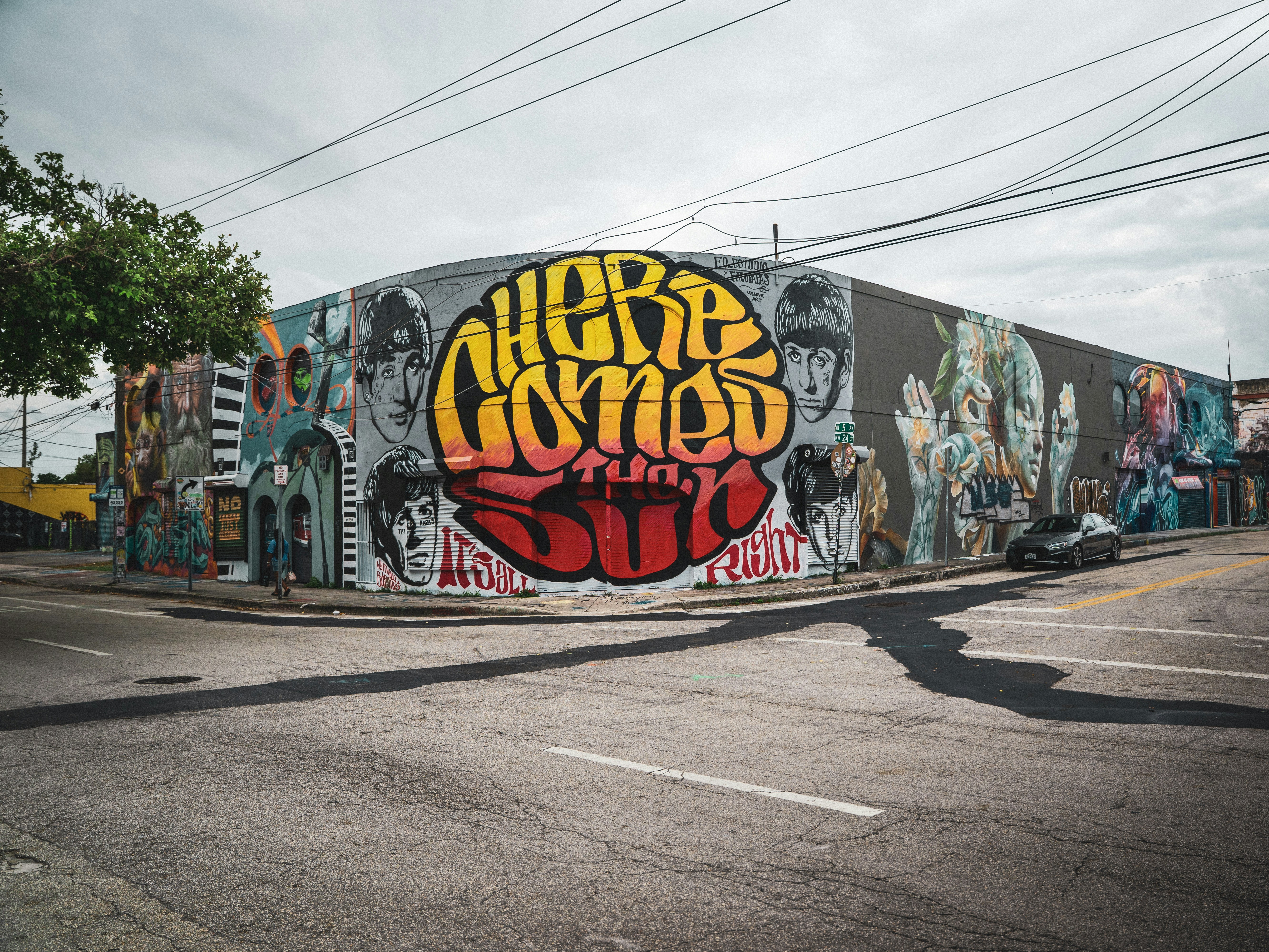Building covered in colorful graffiti art