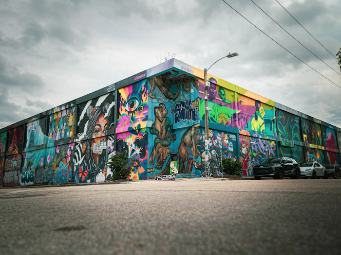 Colorful graffiti mural on a city wall