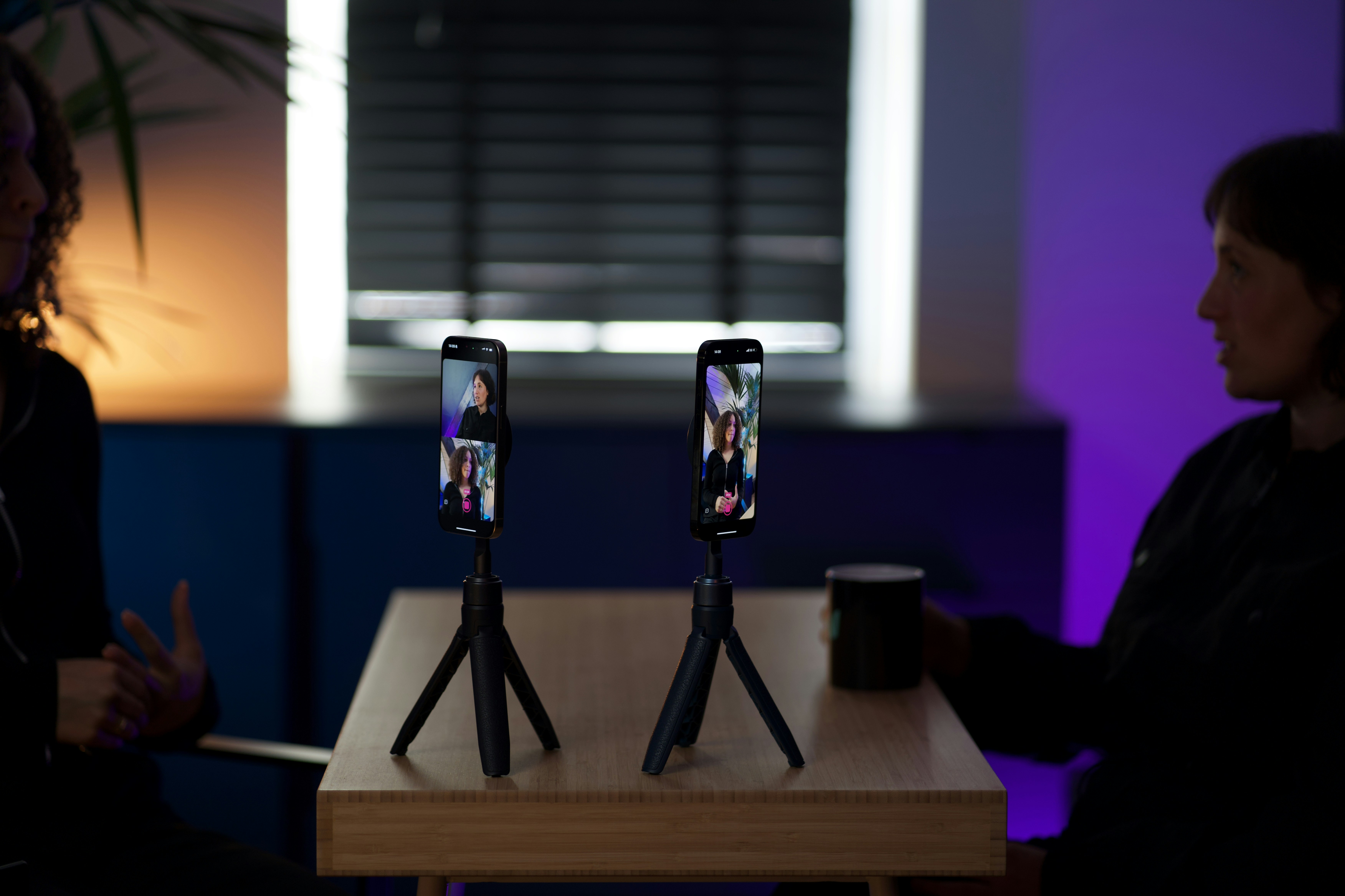 Behind the scenes from a podcast recording