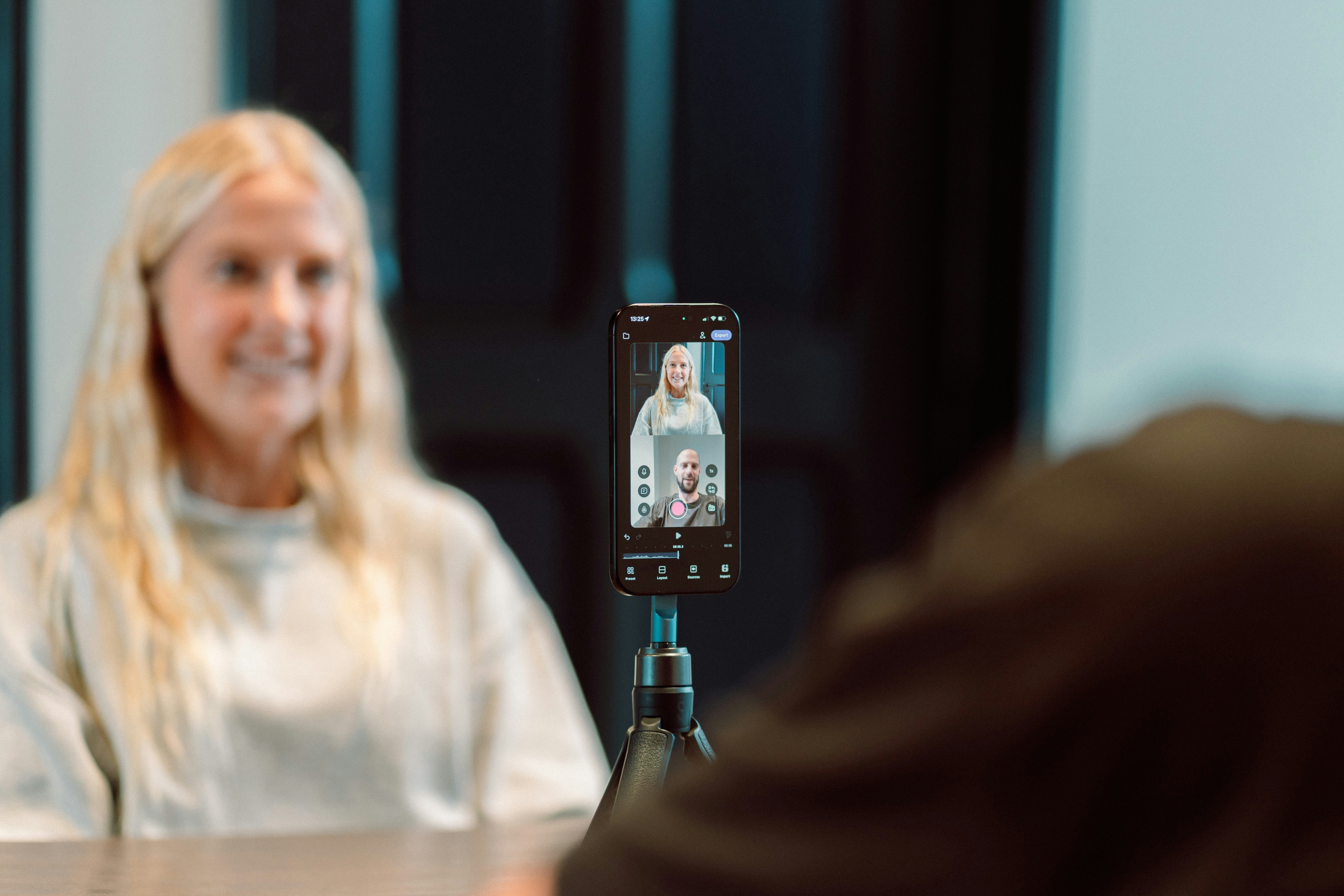 Behind the scenes from a podcast recording