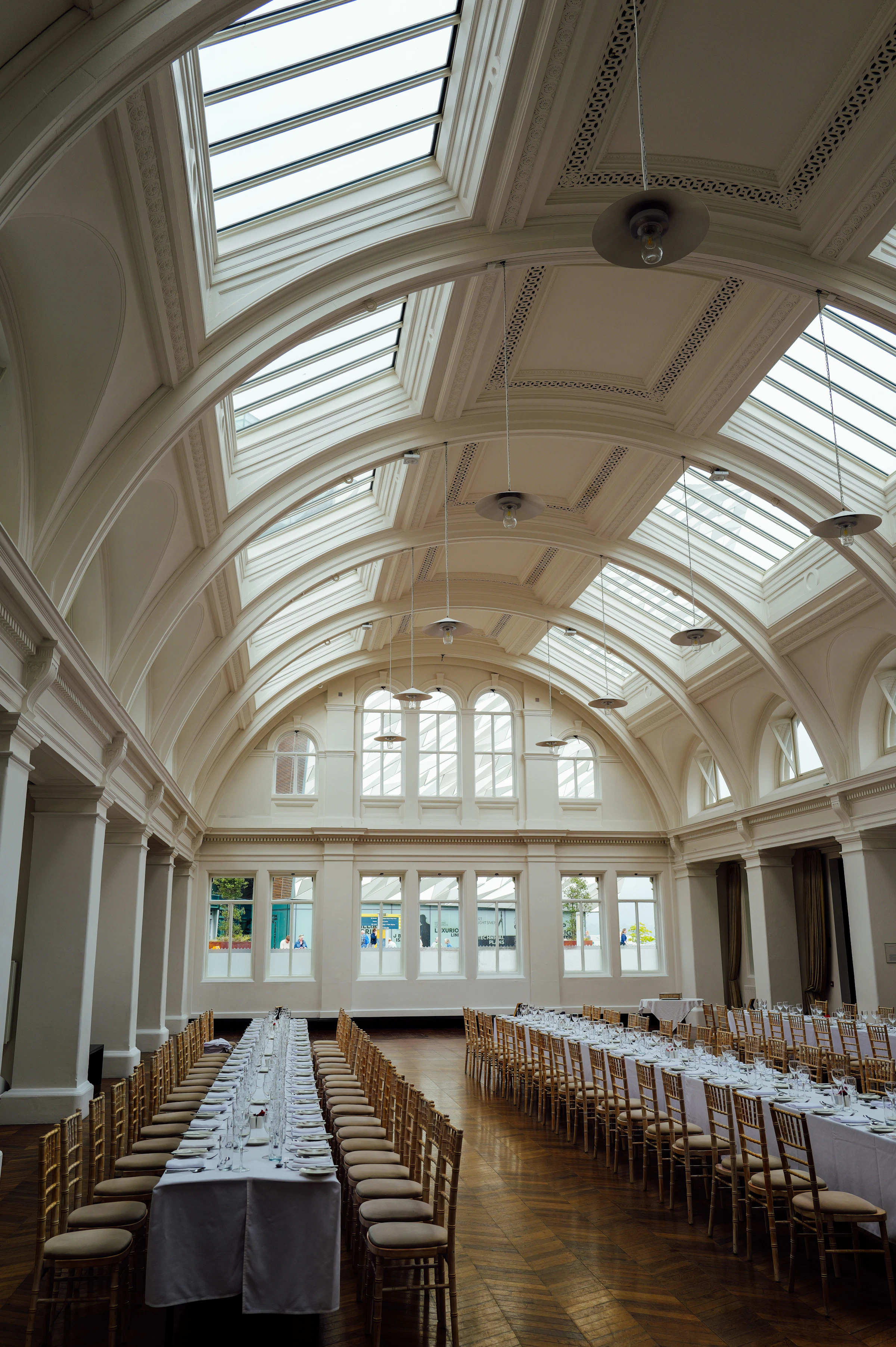 Large event hall prepared for a formal gathering