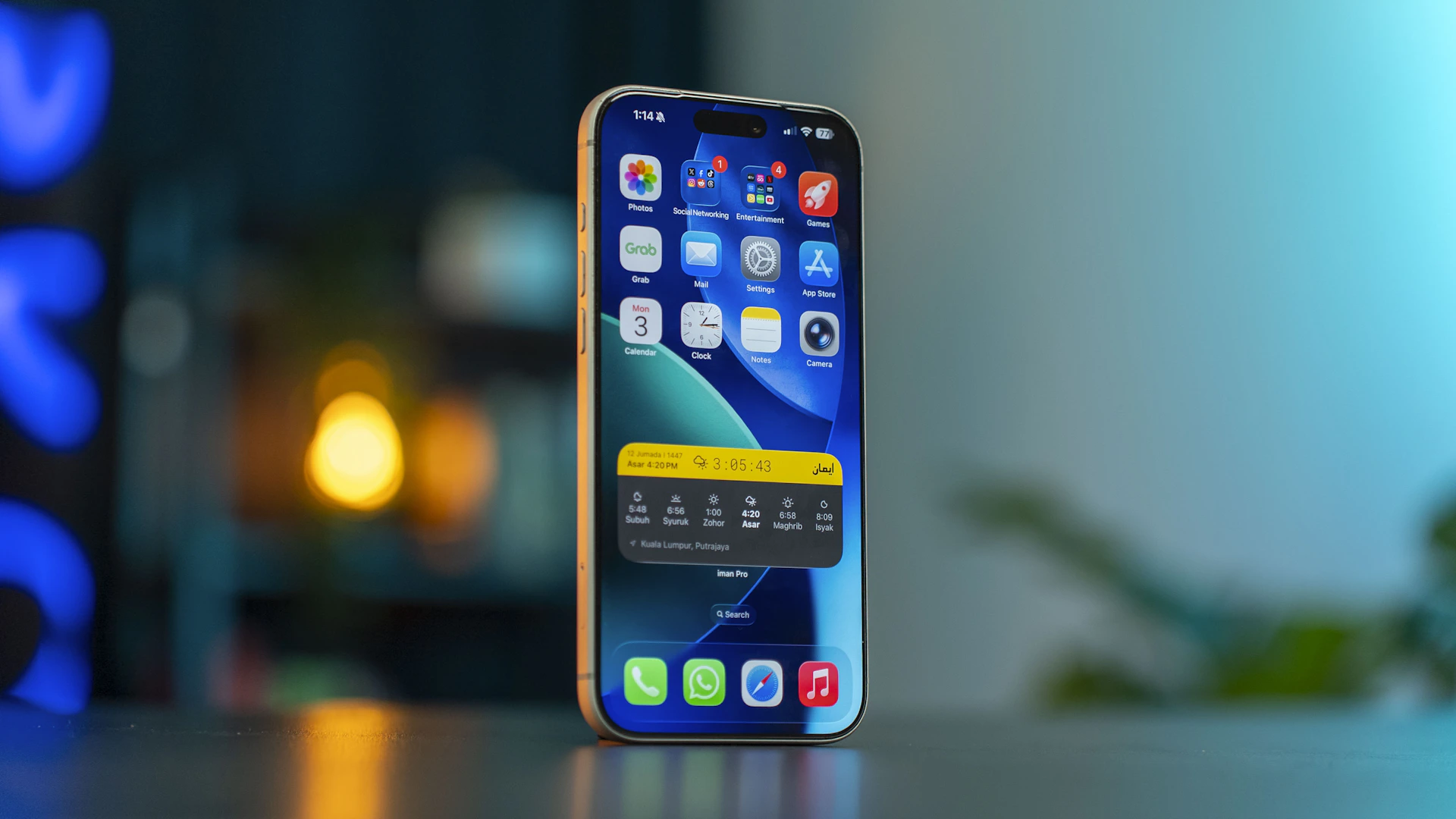A modern smartphone displaying apps on its screen.