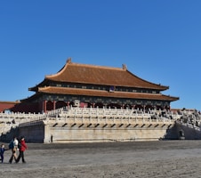 The forbidden city palace under a clear blue sky
