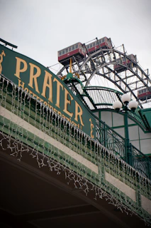 The prater ferris wheel on a cloudy day.