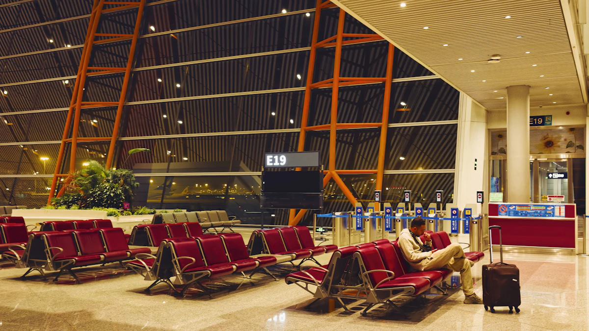 A quiet airport terminal at night