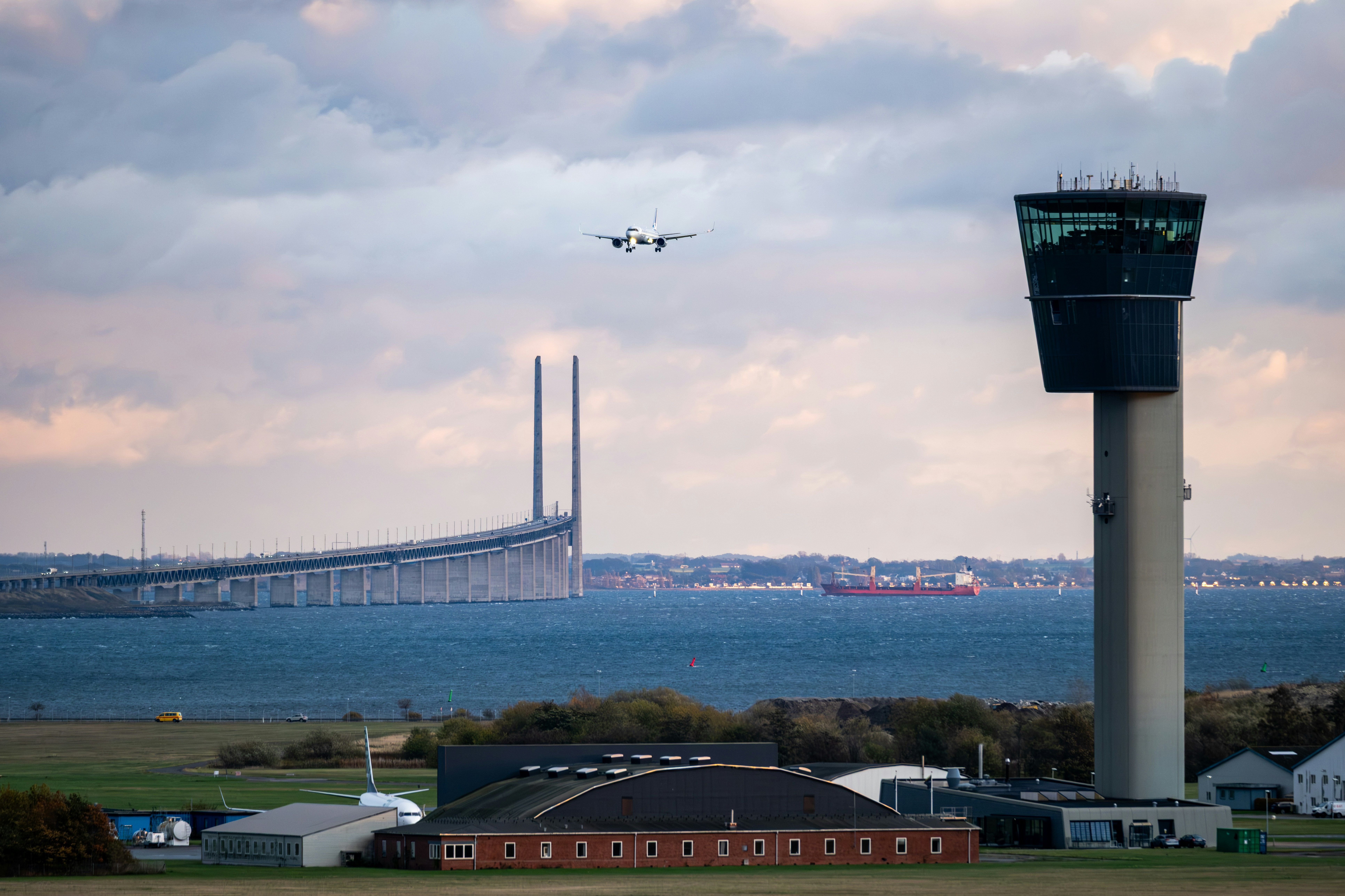 Airport control tower and bridge