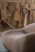 Sculptural furniture piece in workshop setting