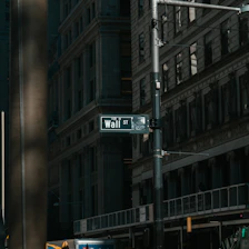 Wall street sign on a building facade
