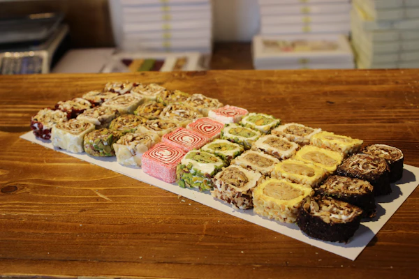 Colourful assortment of Turkish delight (lokum)