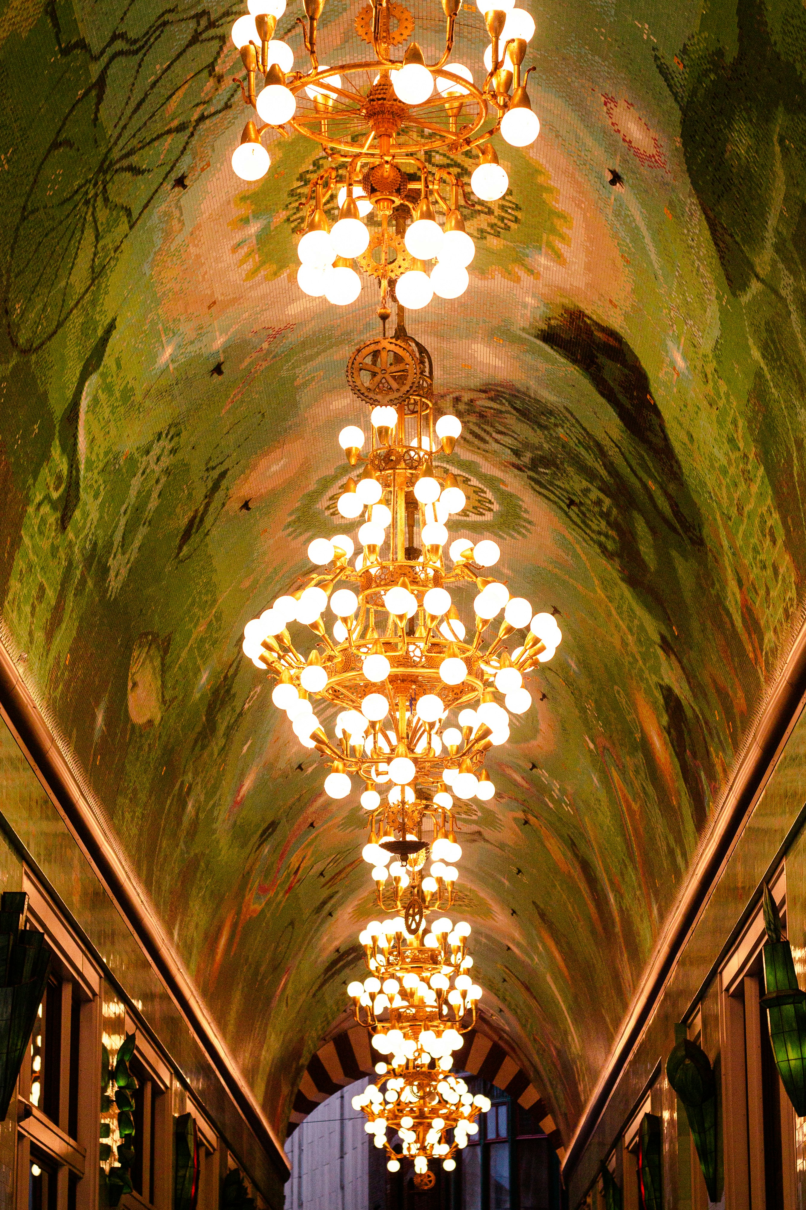 Museum interior with chandeliers
