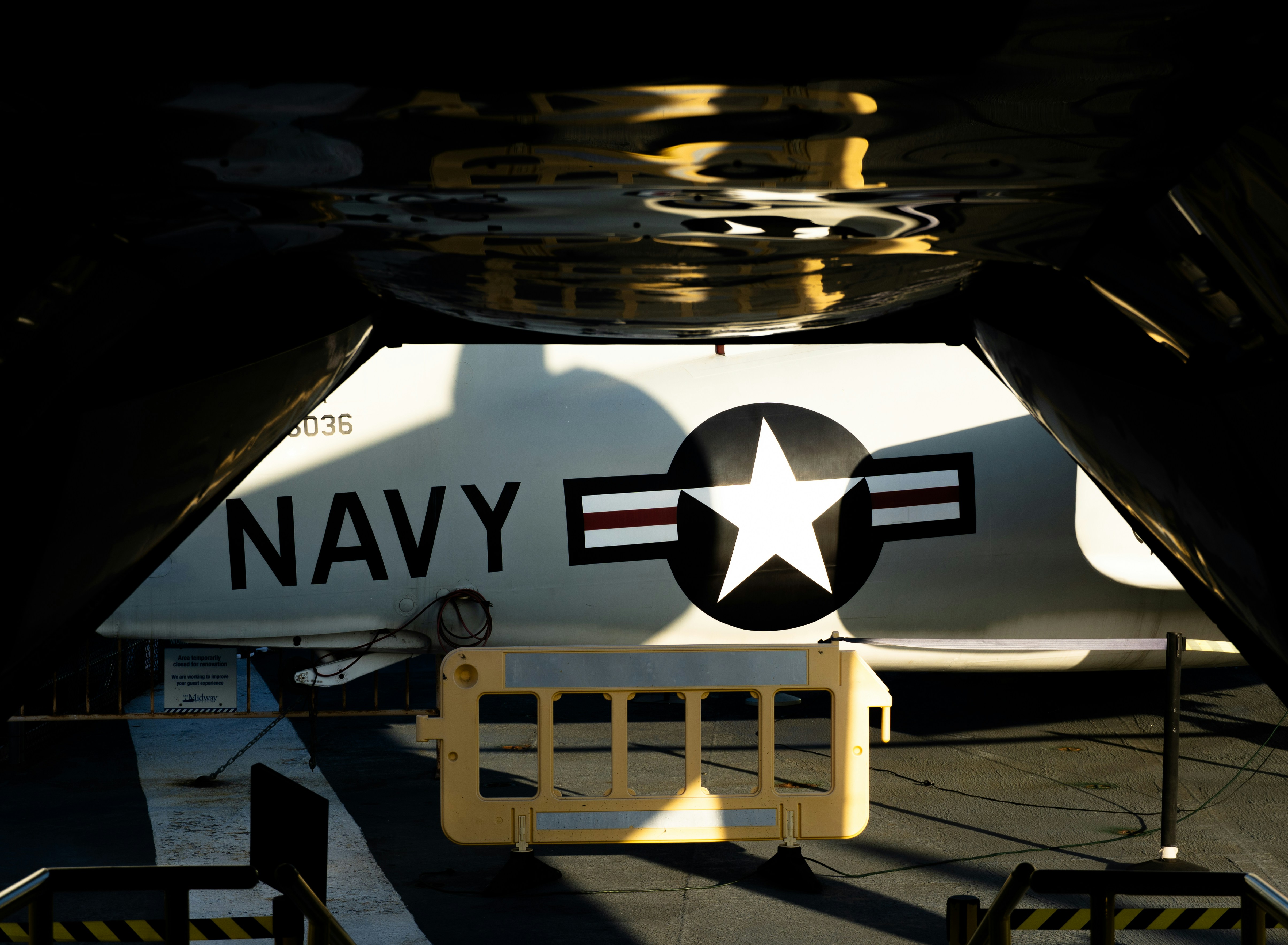 Us navy aircraft with star insignia on deck