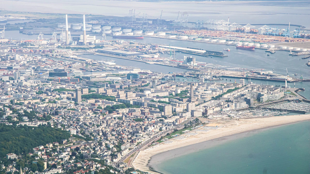 A harbor with boats along a French coast