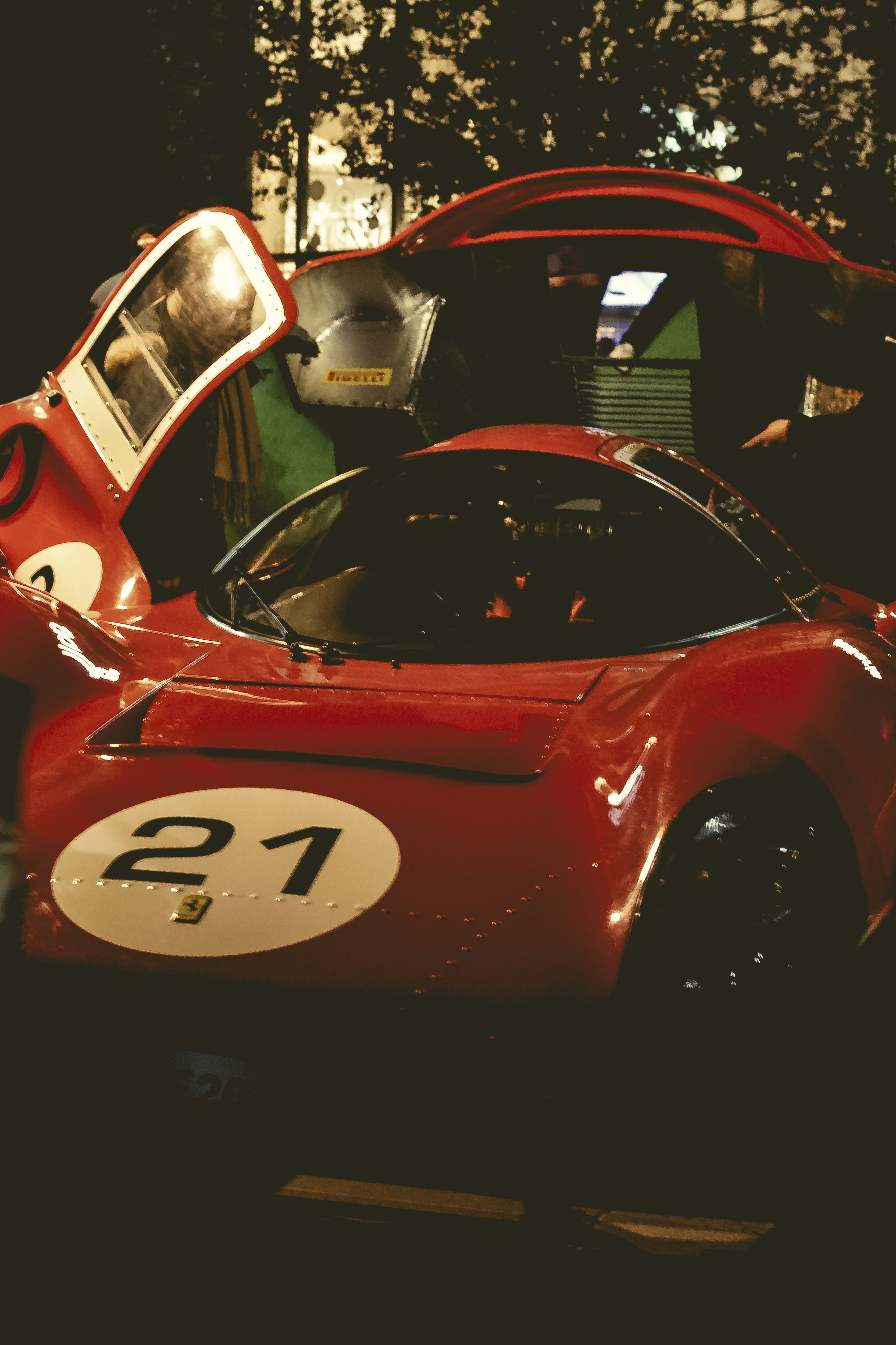 Red race car with number 21 on it