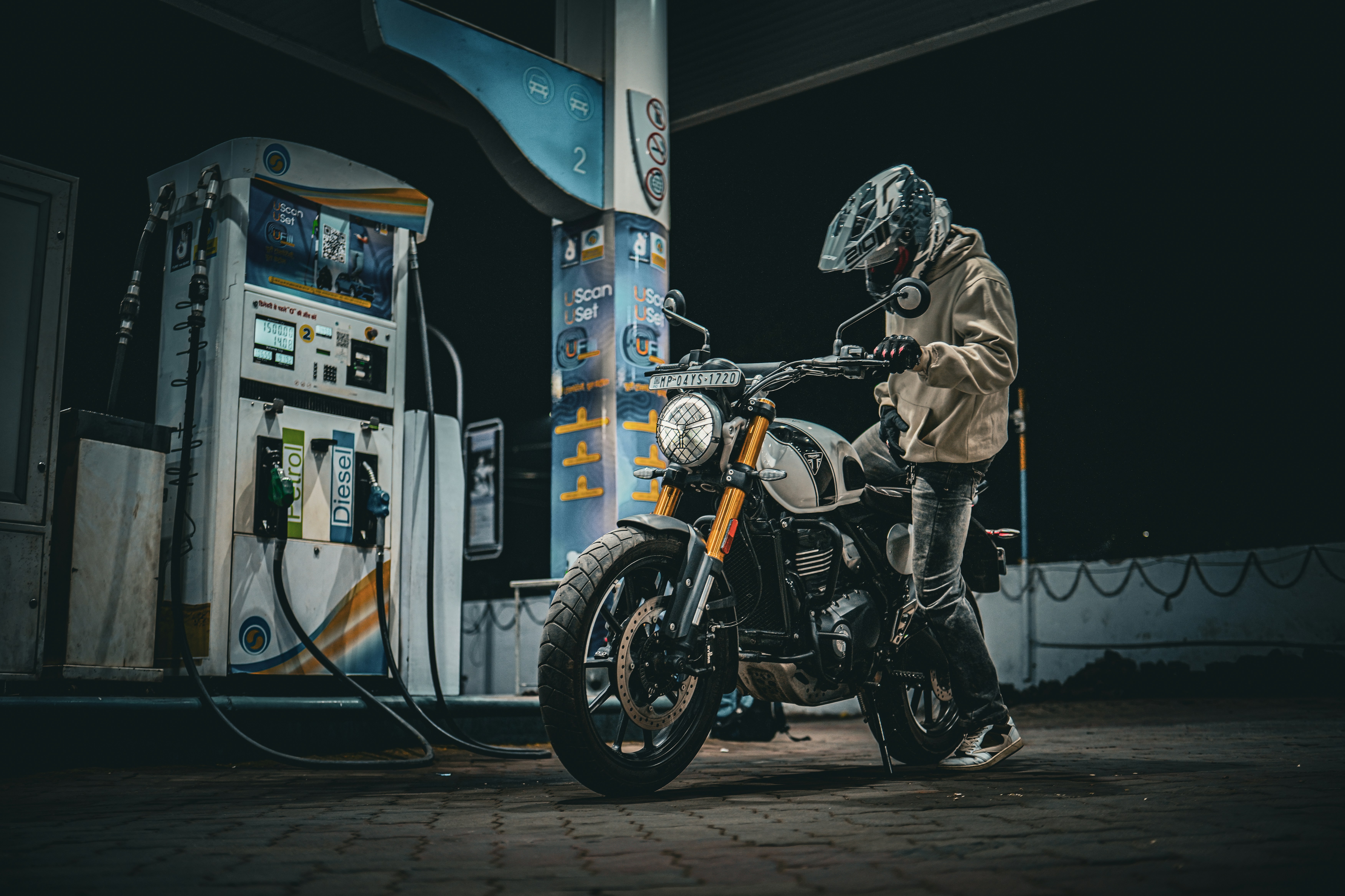 Motorcycle at gas station